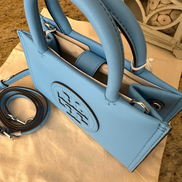 NWT Tory Burch ELLA BIO MINI TOTE BLUE AZURE - Picture 4 of 8